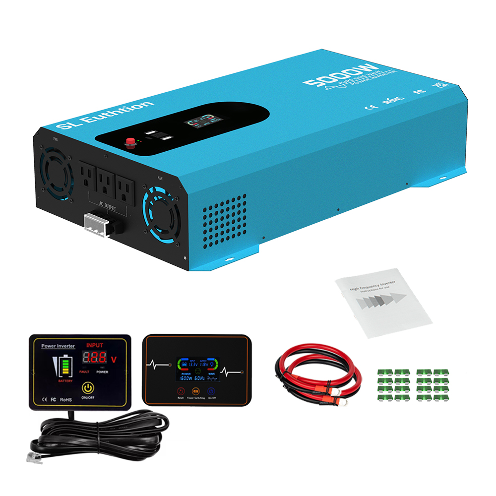 SL Euthtion 5000W/10000W(Peak) Pure Sine Wave Car Power Inverter 24V DC to 120V AC 60HZ with LCD Display, USB Port, Wireless Remote Control（10M for Car Home Laptop Truck